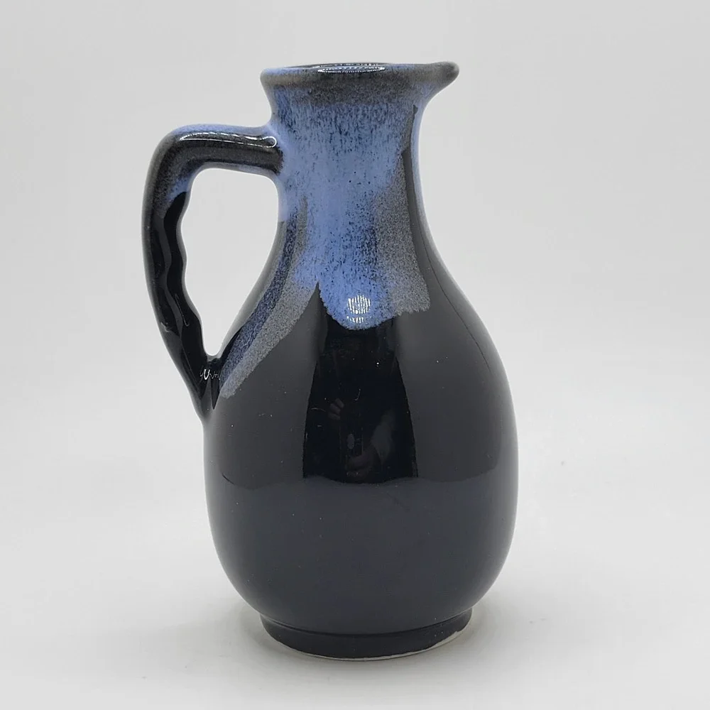 Blue Black Drip Glaze Ceramic Pitcher Vase 4.5